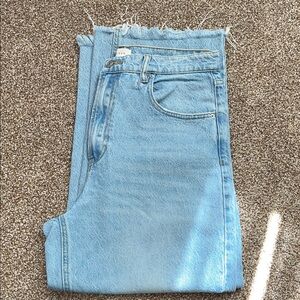 PACSUN Cropped Wide Leg Light Blue Distressed Denim Jeans Size 30